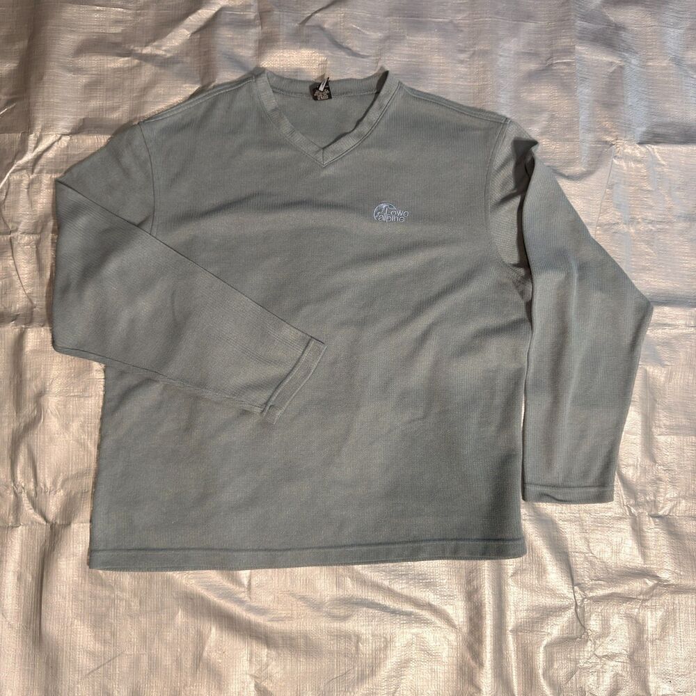 Vintage Lowe Alpine Aleutian Fleece Sweater Mens Large V Neck Green Made in Cana
